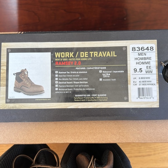Irish Setter Red Wing Mens Work Boots, aluminum toe electric hazard (new in box) - Picture 3 of 10